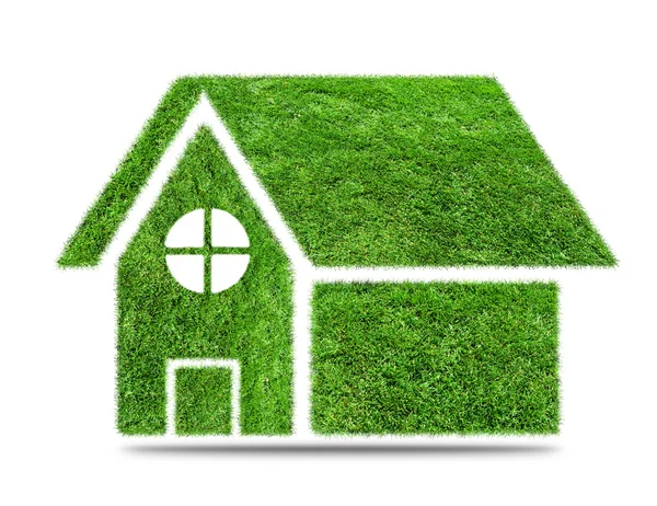 Abstract green grass house icon — Stock Photo, Image