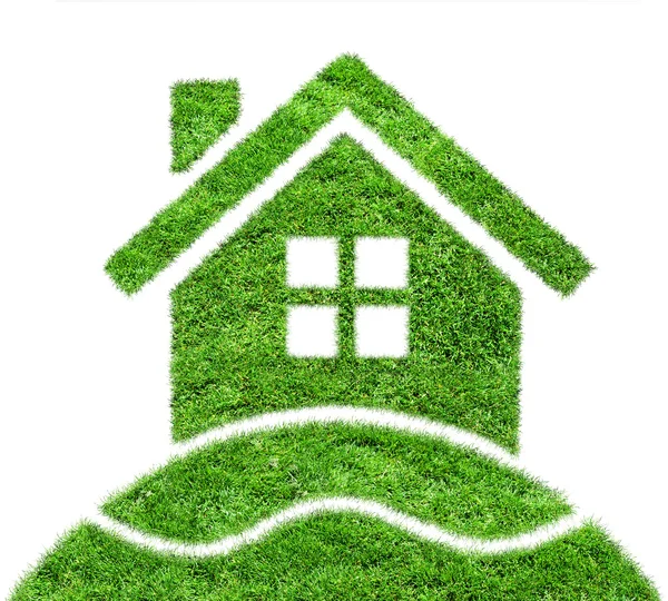 Abstract green grass house icon — Stock Photo, Image