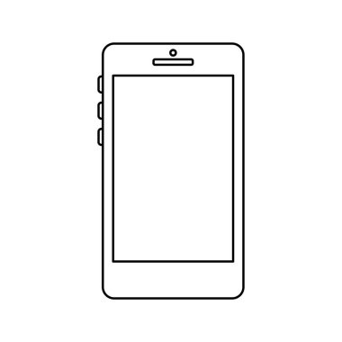 Siyah telefon hattı. Telefon simgesi beyaz arkaplanda izole edildi. Vektör illüstrasyonu.