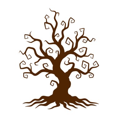 Colored spooky tree. Leafless tree icon isolated on white background. Vector illustration.