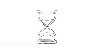 Kum saati tek sıra sanat tarzında. Beyaz bir arka planda düzenlenebilir siyah felçli saati ölçen bir zaman çizimi. Vektör illüstrasyonu.