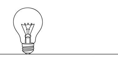 Ampul simgesi. Siyah parlak lamba, tek satır halinde yazılmış. Fikir ve ışık sembolünün vektör illüstrasyonu