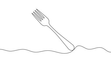 Çatal eğik ve tek sıra halinde yere yapışmış. Yemek yemenin sembolü ya da yenilebilir siyah felçli bir süreç. Vektör illüstrasyonu.