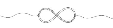 Infinity symbol in one line art style. Infinity symbol drawing with editable black stroke on white background. Vector illustration.