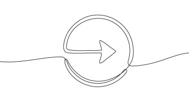 Ok tek sıra halinde sağa doğru işaret ediyor. Beyaz arka planda düzenlenebilir siyah bir okun çizimi. Vektör illüstrasyonu.