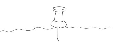 Çizgi sanatı tarzında iğnele. Ofis kırtasiyesinin minimalist çizimi aralıksız olarak yapılmıştır. Vektör illüstrasyonu.