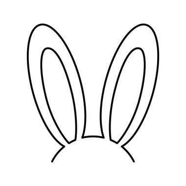 Beyaz arka planda minimalist doğrusal şekildeki tavşan kulaklarının ana simgesi. Vektör illüstrasyonu.