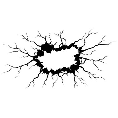 Zemin çatalı. Siyah zemin çatlağı ya da hasarlı duvar dokusu. Vektör illüstrasyonu