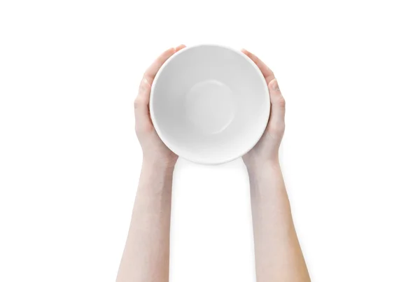 Empty plate in hand isolated. — Stock Photo, Image