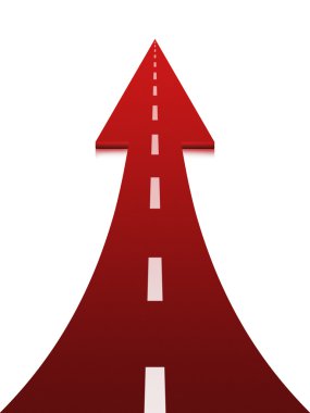 Yukarı ok beyaz zemin üzerine kırmızı