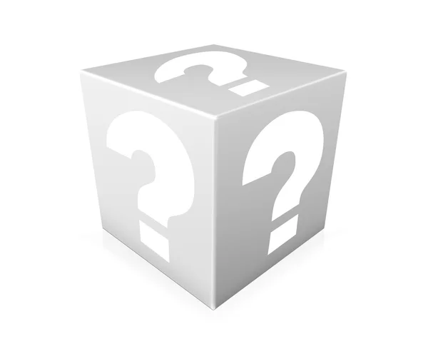 Hvite spørsmålstegn på hvit boks. Illustrasjon – stockfoto