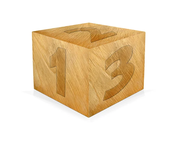 Cubo di legno isolato su un bianco . — Foto Stock