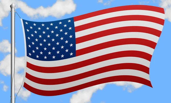 USA vlag op een achtergrond van hemel — Stockfoto