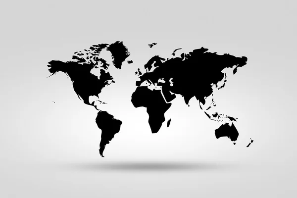 Mapa do mundo monocromático isolado — Fotografia de Stock