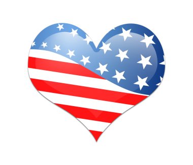 Amerikan bayrağı taşıyan kalp.