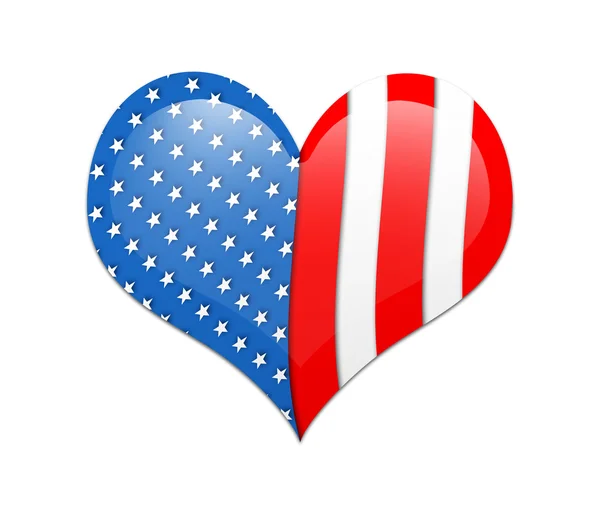 संयुक्त राज्य अमेरिका ध्वज के साथ दिल . — स्टॉक फ़ोटो, इमेज