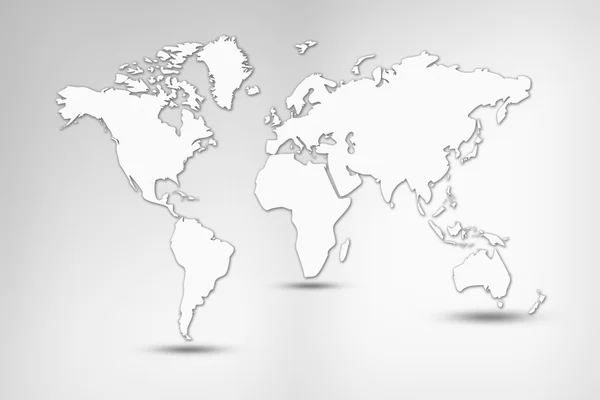 Mapa świata biały na białym tle — Zdjęcie stockowe