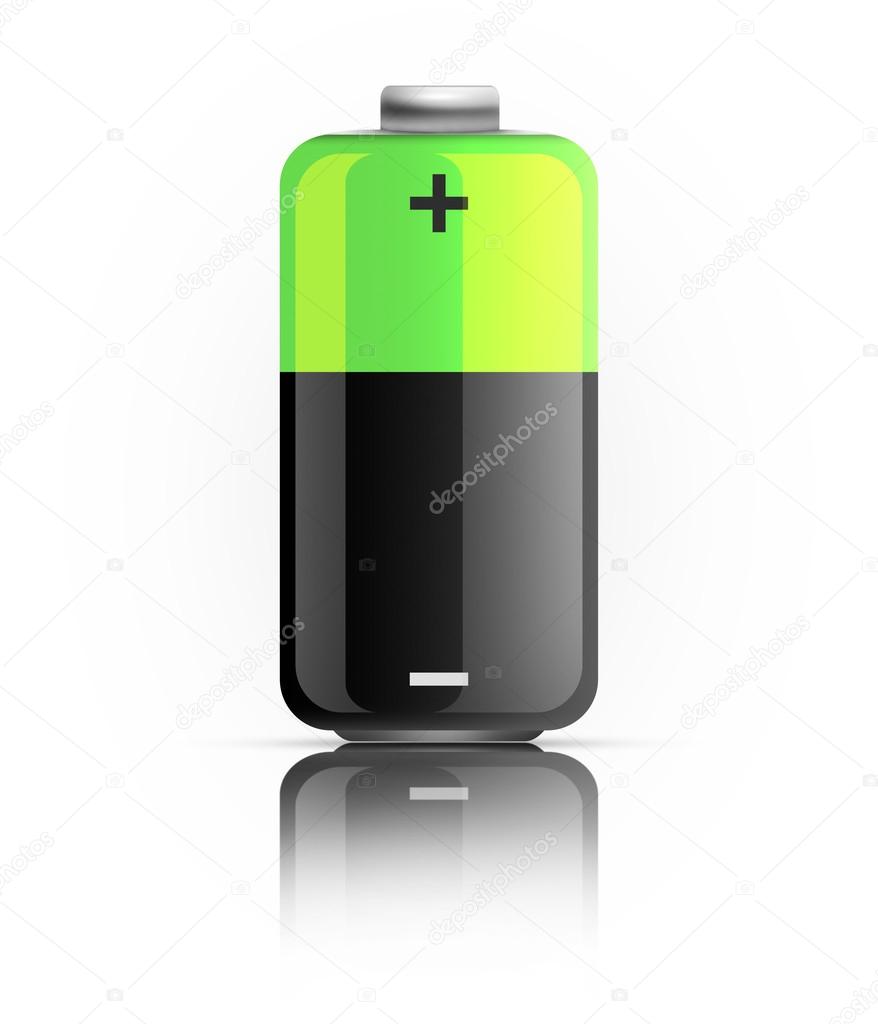 Green battery icon isolated.