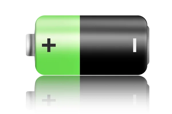 Green battery icon isolated. — Stock Photo, Image