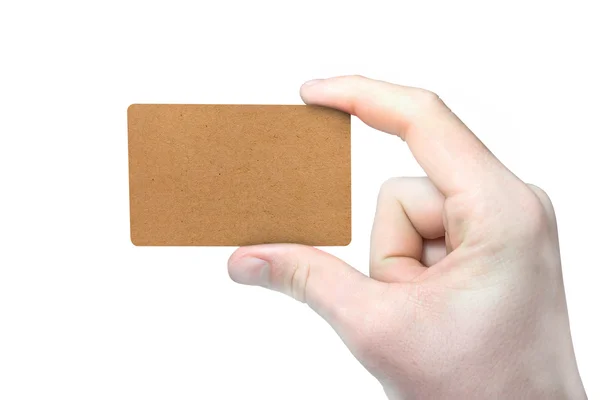 Blank paper card in hand — Stock Photo, Image