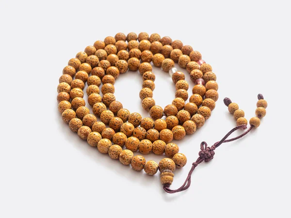 Buddhistischer Japa Mala Rosenkranz Aus Der Frucht Des Magischen Baumes — Stockfoto