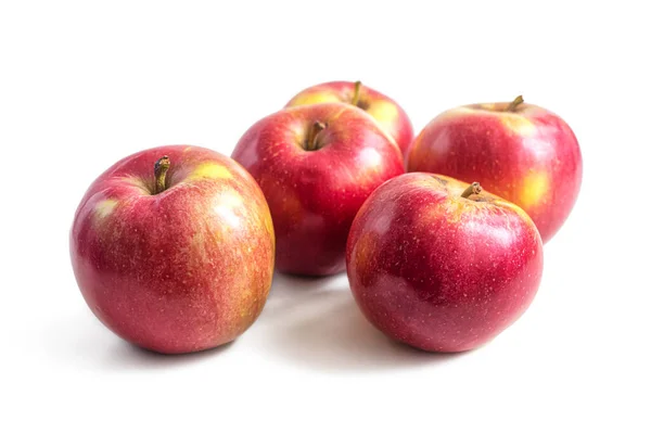 Few Ripe Red Yellow Seasonal Apples Light Background — Stock Photo, Image