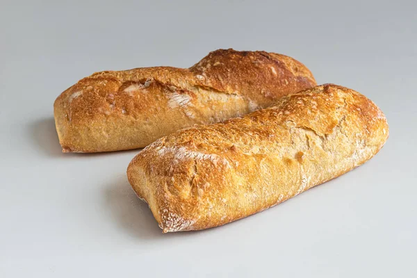 Doces Frescos Duas Mini Baguetes Francesas Com Uma Deliciosa Crosta — Fotografia de Stock