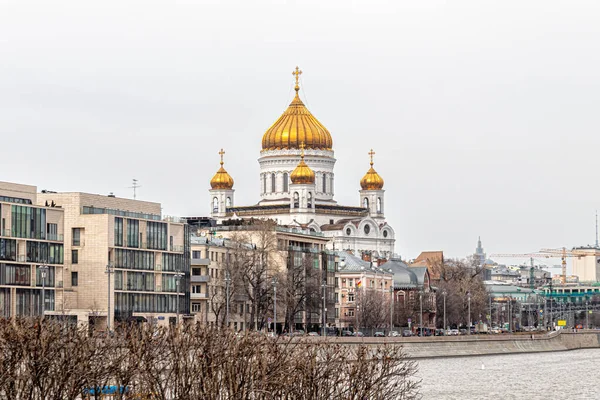 Moscow Russia 2021 View River Golden Domes Cathedral Christ Savior — Stock Photo, Image