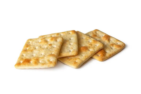 Biscotti Secchi Hardtack Cracker Non Salati Lunga Conservabilità Isolati Fondo — Foto Stock