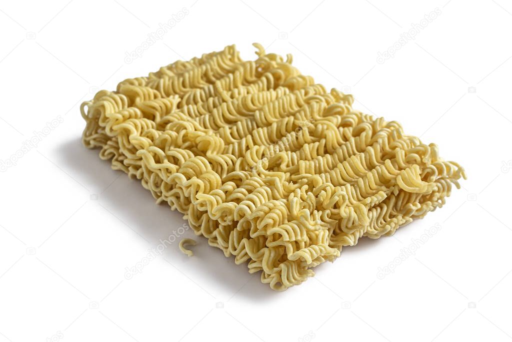 Cheap Asian food - dry instant noodles isolated on a white background