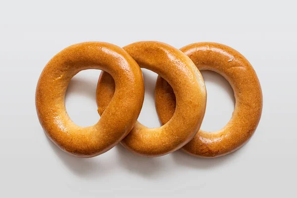 Traditionele Tarwemeel Bagels Voor Thee Vorm Van Een Ring Een — Stockfoto