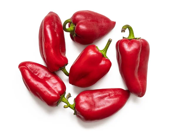 Mehrere Reife Rote Paprika Zum Kochen Von Gemüsegerichten Isoliert Auf — Stockfoto