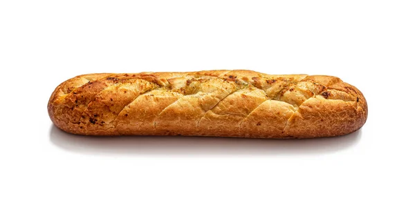 Franse Rustieke Stokbrood Met Een Gouden Korst Gevuld Met Boter — Stockfoto