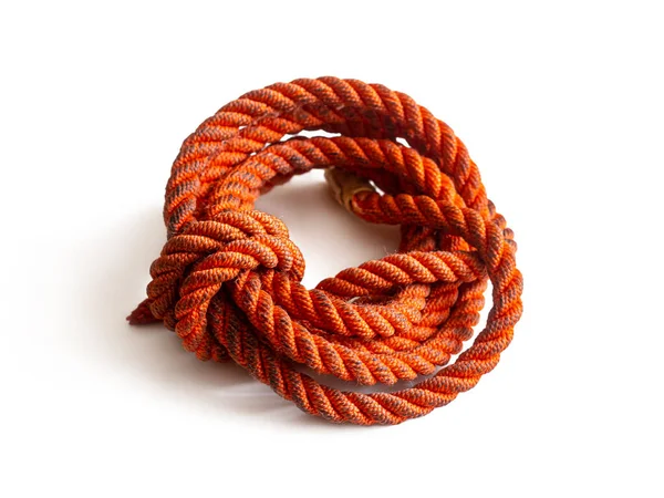 Strong Orange Nylon Rope Wrapped Skein Insulated White Background — Stock Photo, Image
