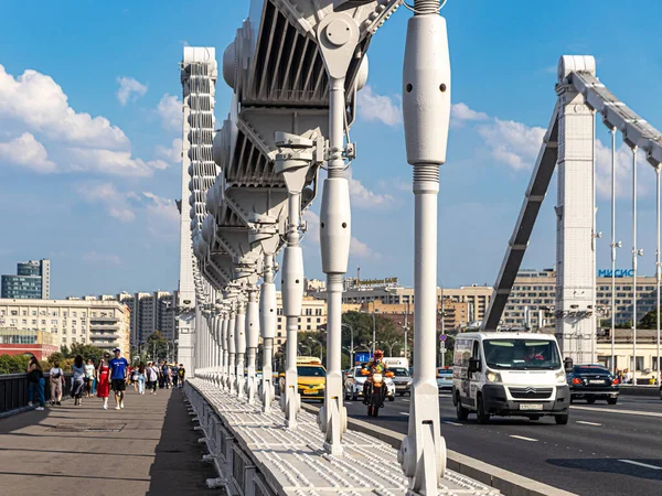 Moscou Rússia 2021 Suportes Suspensos Estruturas Metálicas Ponte Suspensa Crimeia — Fotografia de Stock