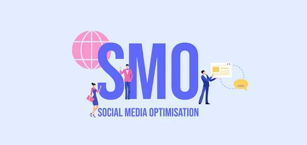 OMU Ottimizzazione dei social media. Tecnologie globali di marketing dei media di comunicazione informativa. — Vettoriale Stock