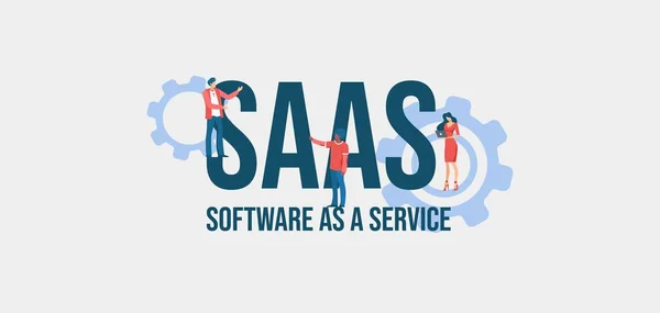 SAAS软件作为一种服务。信息在线通信社交媒体营销技术. — 图库矢量图片