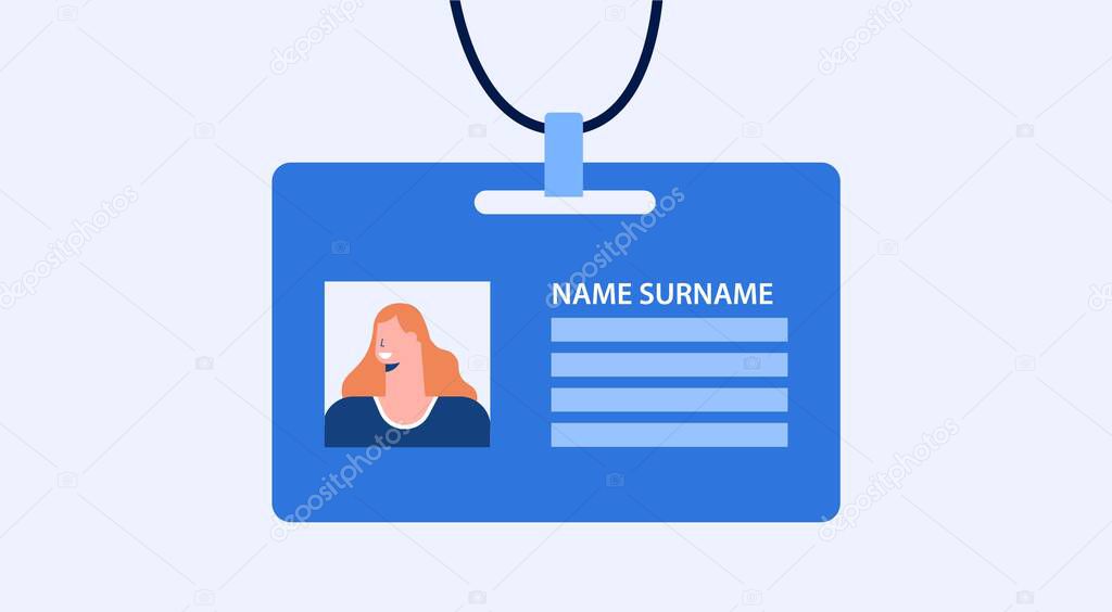 Consultant ID card template. Identification card information with secure pass personal of character.