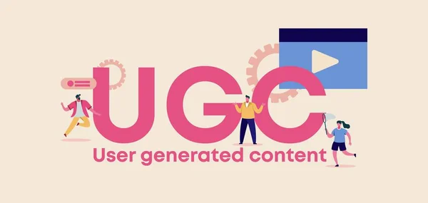 L'utente UGC ha generato contenuti. Pubblicità organizzazione di sito e applicazioni di gestione web discussione. — Vettoriale Stock