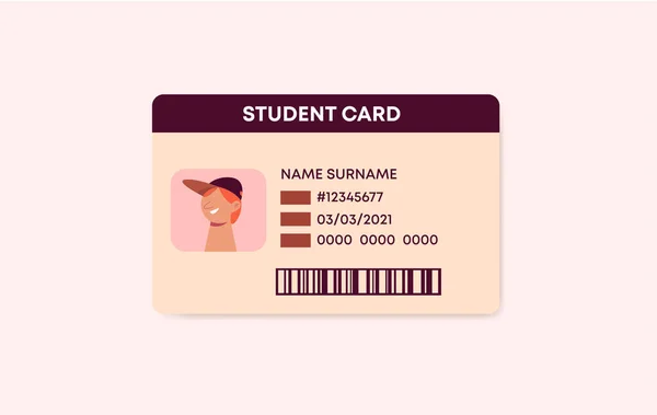 Student ID card template. Identification card student of university and college secure pass with personal character.