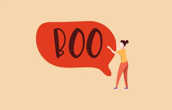 Ilustracja Boo Fright. Straszne wydarzenie z nagłym czerwonym krzykiem projektu, aby przestraszyć osobę zaproszenie na Halloween. — Wektor stockowy
