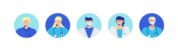 Medici Avatar. Ritratti di professionisti medici per consultazioni sui social network. — Vettoriale Stock