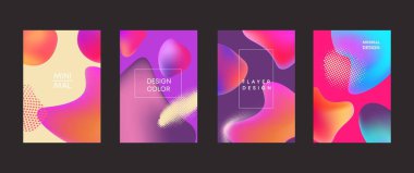 Soyut şekiller sıvı geometrik arkaplan oluşturur. Mavi sıvı damlalı mor fütüristik balon tasarımı.