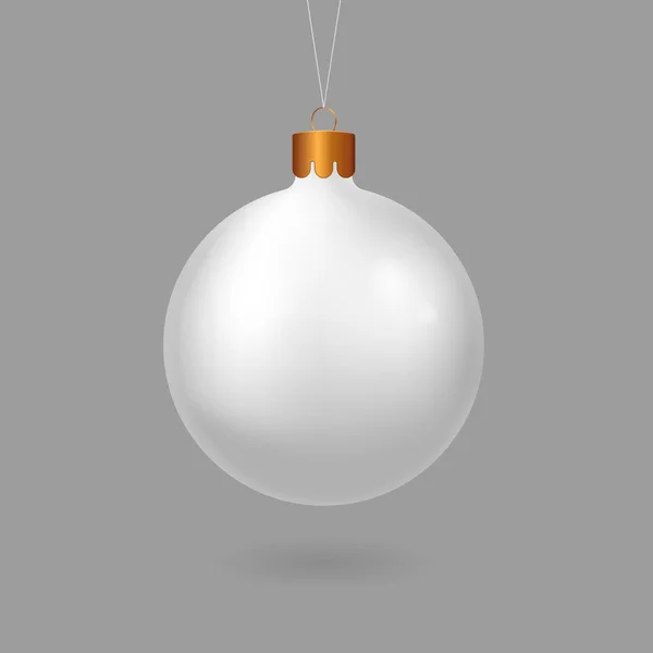 Hvid jul bold på grå overflade. Glas dekoration til national vinter ferie lyse plast gradient. – Stock-vektor