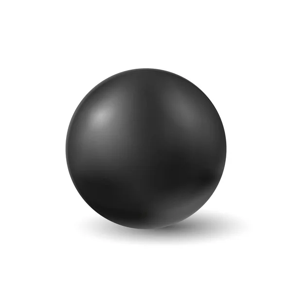Black round ball. Sphere geometric empty metal decoration with light flares and shiny. — ストックベクタ