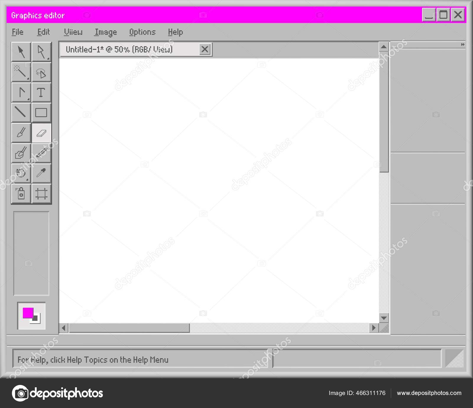 Графический Редактор Ретро Интерфейса. Старый Рисунок Иллюстратор.