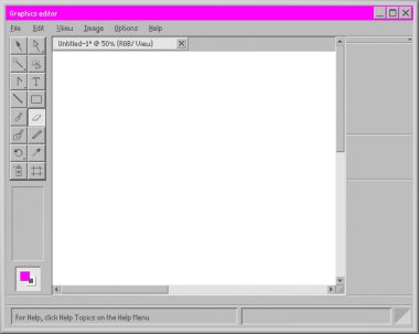 Graphic editor retro interface. Old drawing illustrator and web art program with white display online tools software for designers.