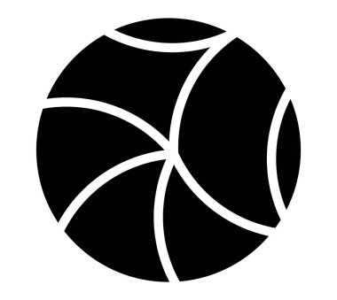 Siyah ve beyaz tangram yapboz tasarımı geometrik şekilleri dairesel bir düzende gösteriyor.