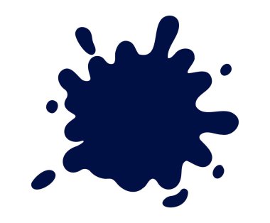 Dark blue ink splash with dynamic edges on a white background, perfect for creative design projects.