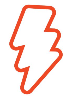 Minimalistic lightning bolt icon in bold orange for digital design and print applications.